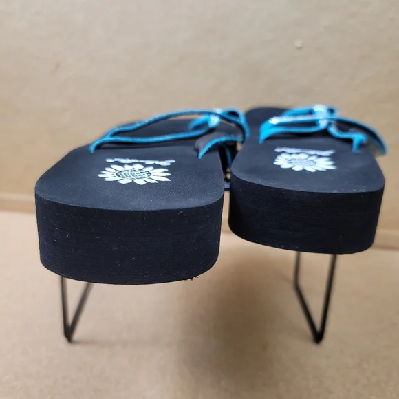 Yellow box flip flops Woman's sandals silver blue - Picture 4 of 7